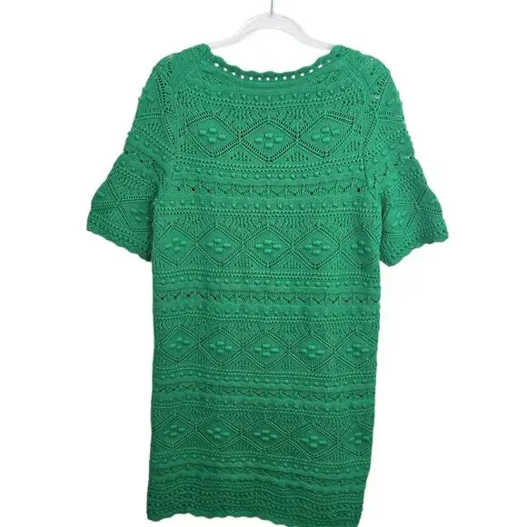 Boden Claudia Texture Knit Dress Highland Green Above Knee Short Sleeve 10R - Picture 2 of 9